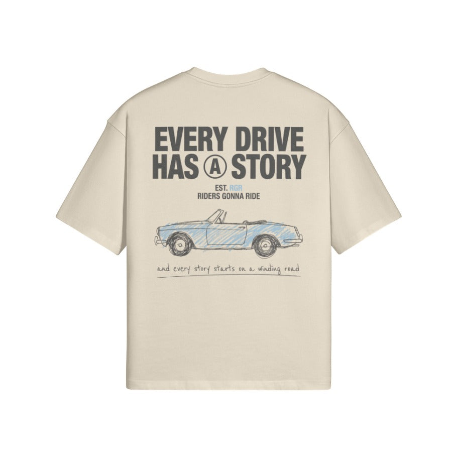 T-Shirt EVERY DRIVE HAS A STORY Rückseite Apricot