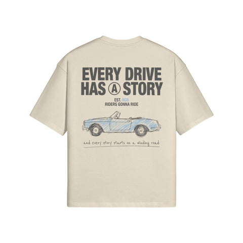T-Shirt EVERY DRIVE HAS A STORY Rückseite Apricot