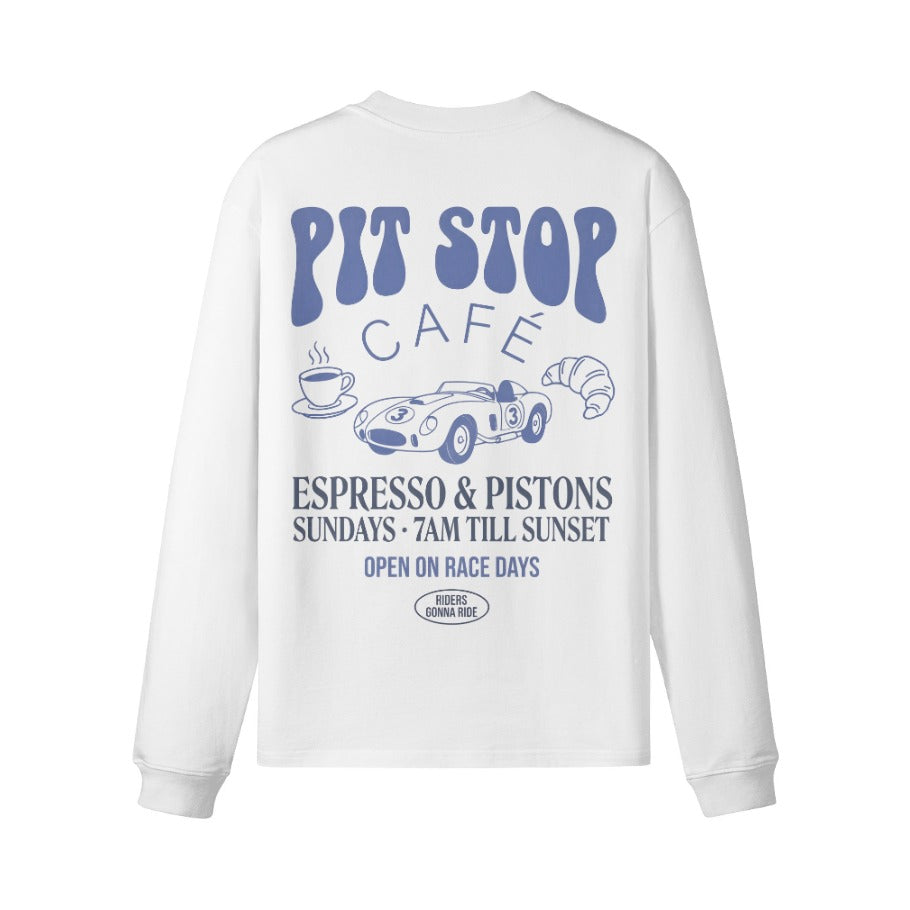 Longsleeve PIT STOP CAFE Rückseite White