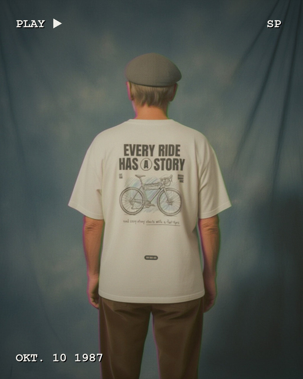 RIDERS GONNA RIDE® T-Shirt EVERY RIDE HAS A STORY – Modelfoto im VHS-Look