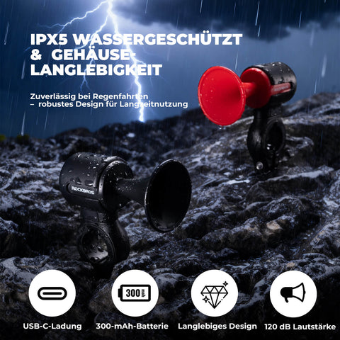 ROCKBROS Fahrradklingel Elektrisch 120dB Ton IPX5 Wasserschutz Smartphone Tracking - RIDERS GONNA RIDE®