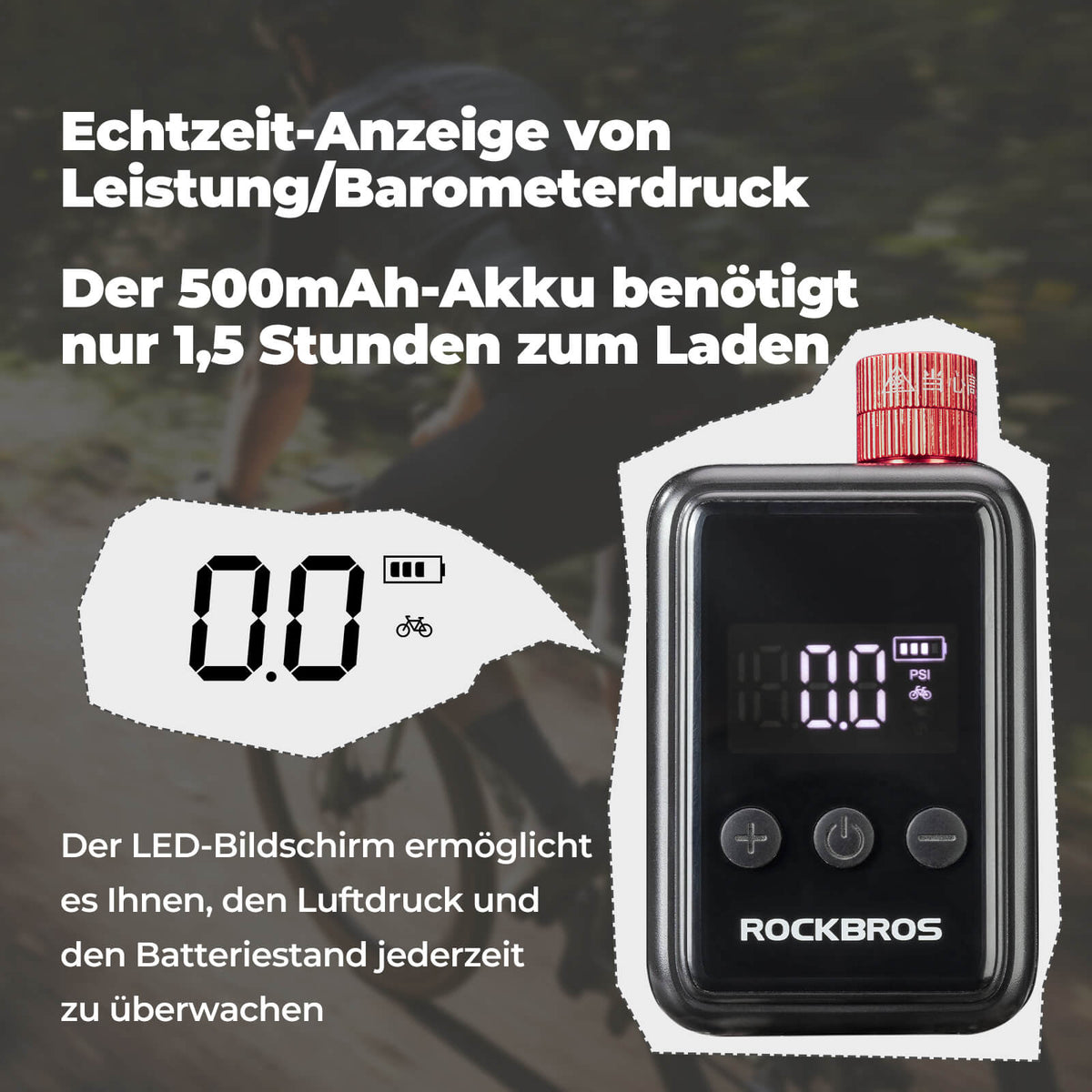 Mini Elektrische Fahrradpumpe LED-Anzeige - RIDERS GONNA RIDE®