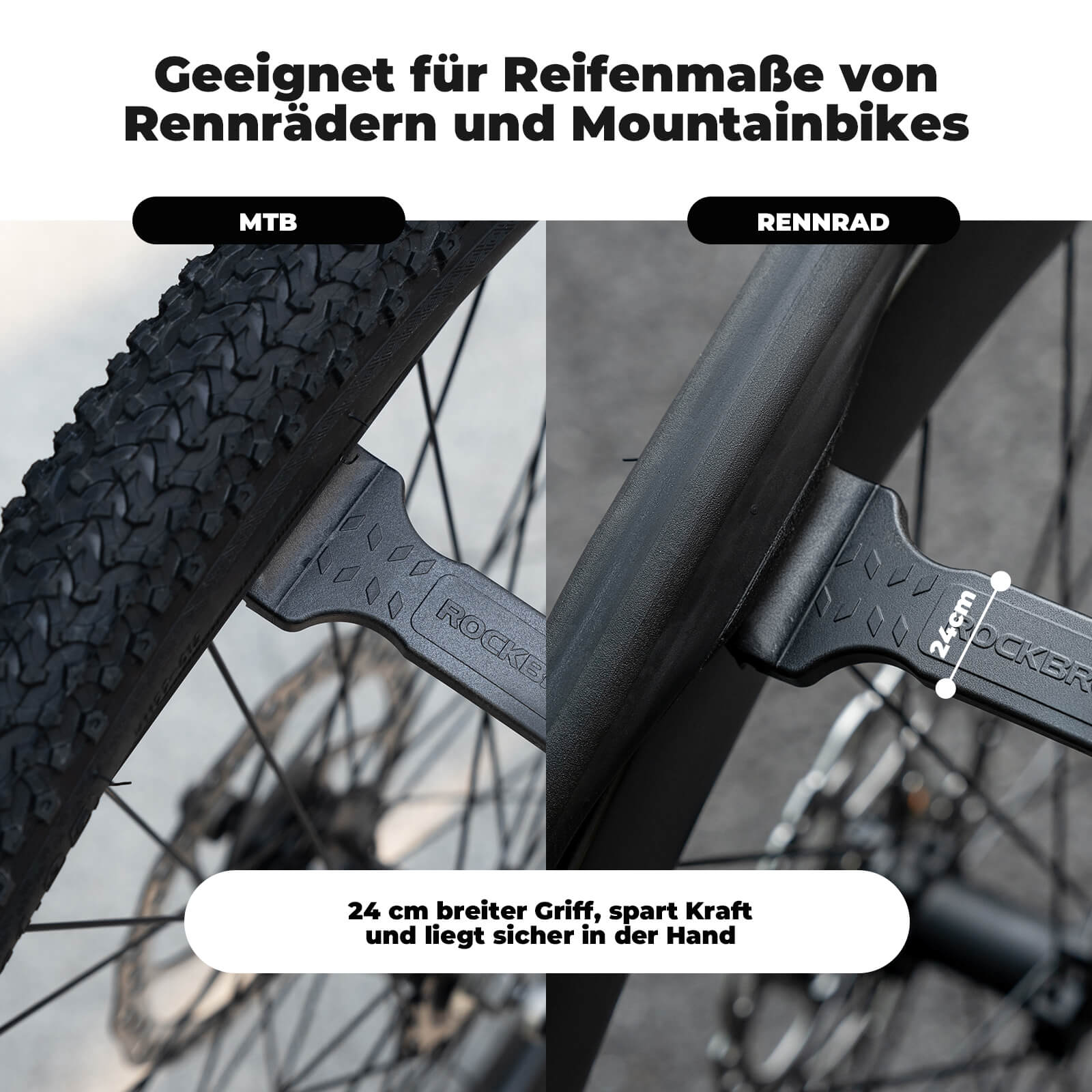 reifenheber rennrad ROCKBROS Fahrrad 2-IN-1 Reifenheber Fahrradwerkzeug Tragbar