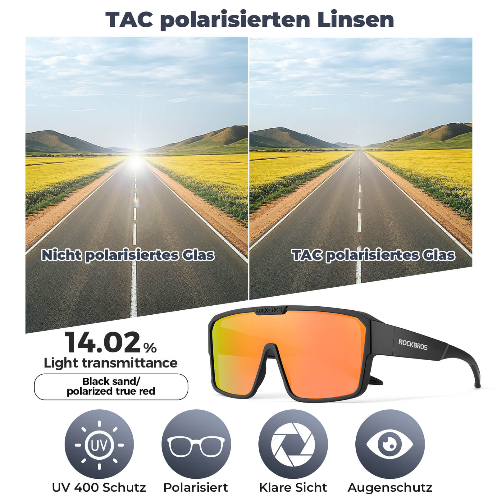 fahrradbrillen mtb ROCKBROS Fahrradbrille Polarisiert Outdoor Sonnenbrille Überbrille MTB Rennrad
