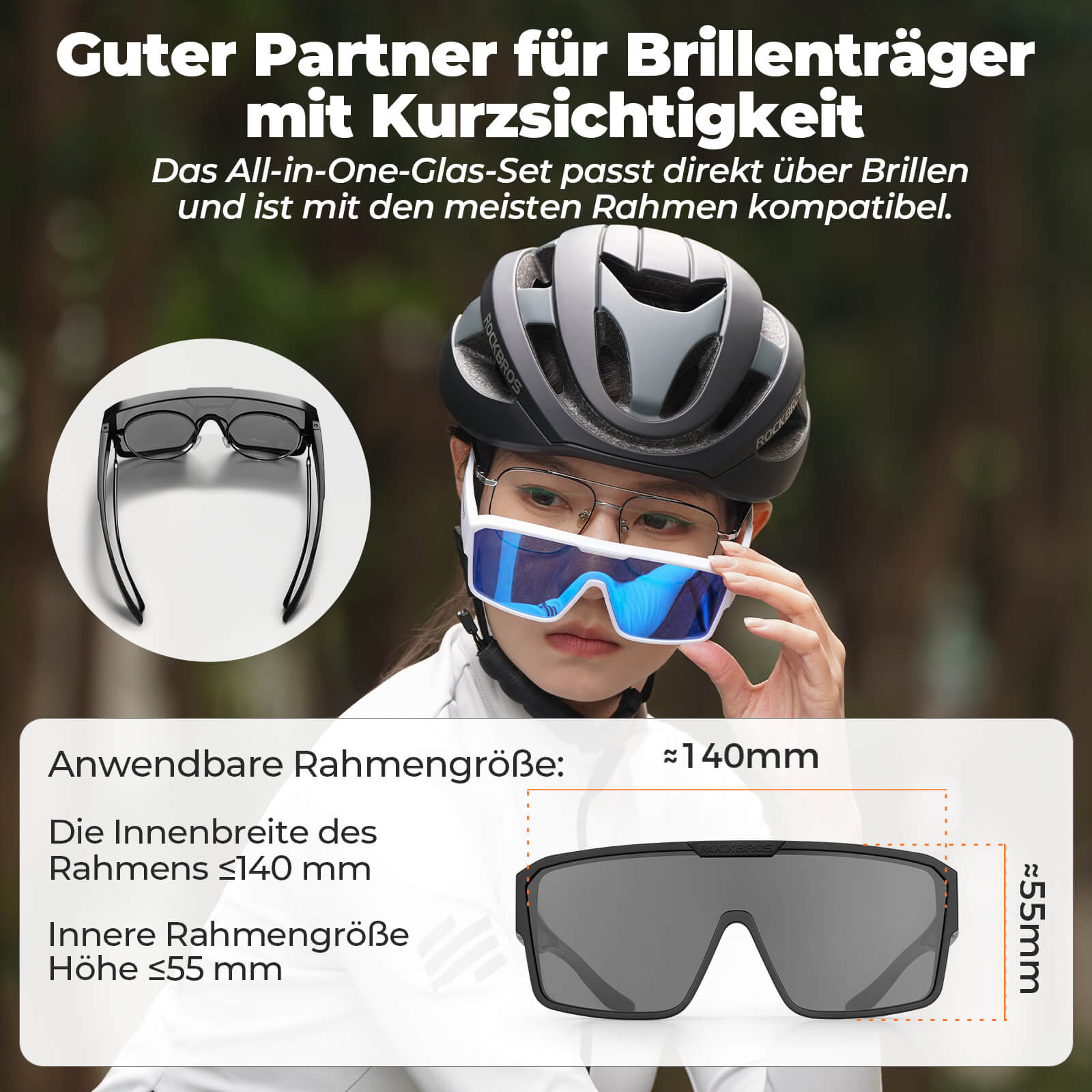 fahrradbrille überbrille ROCKBROS Fahrradbrille Polarisiert Outdoor Sonnenbrille Überbrille MTB Rennrad