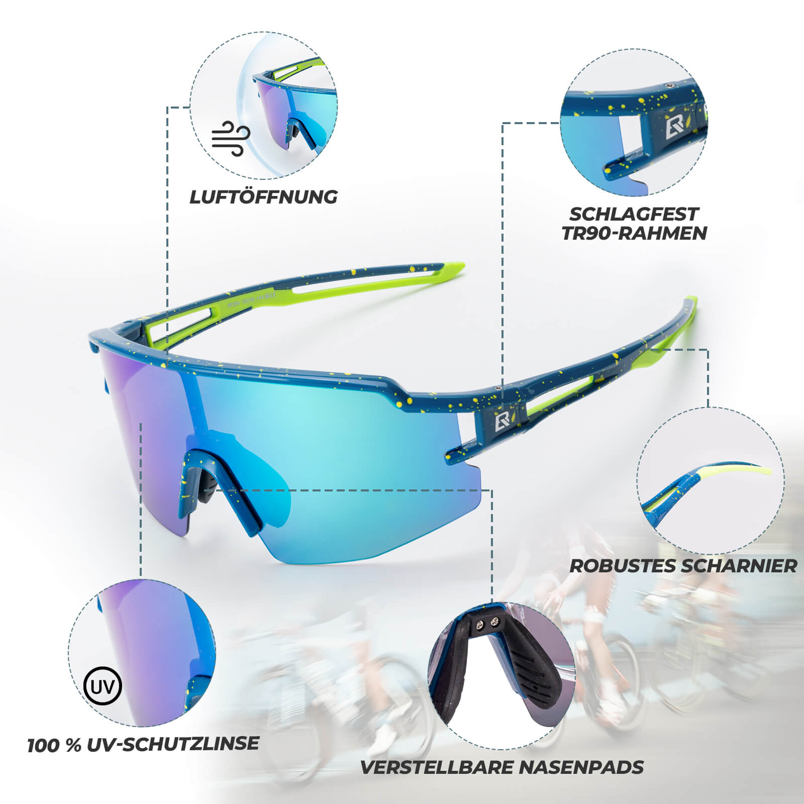 ROCKBROS Fahrradbrille Polarisiert Sportbrille winddichte Sonnenbrille UV400 Schutz - RIDERS GONNA RIDE®