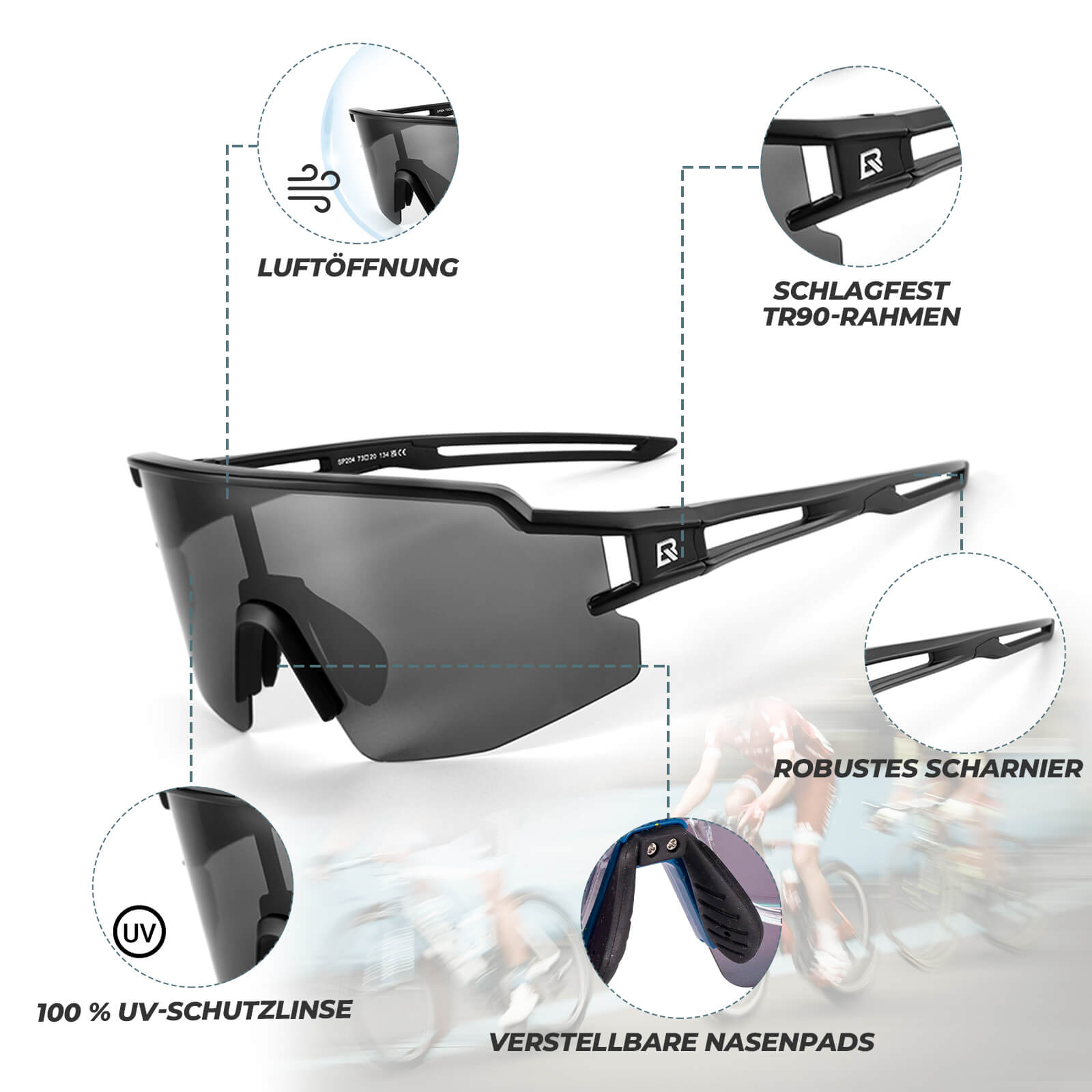 ROCKBROS Fahrradbrille Polarisiert Sportbrille winddichte Sonnenbrille UV400 Schutz - RIDERS GONNA RIDE®
