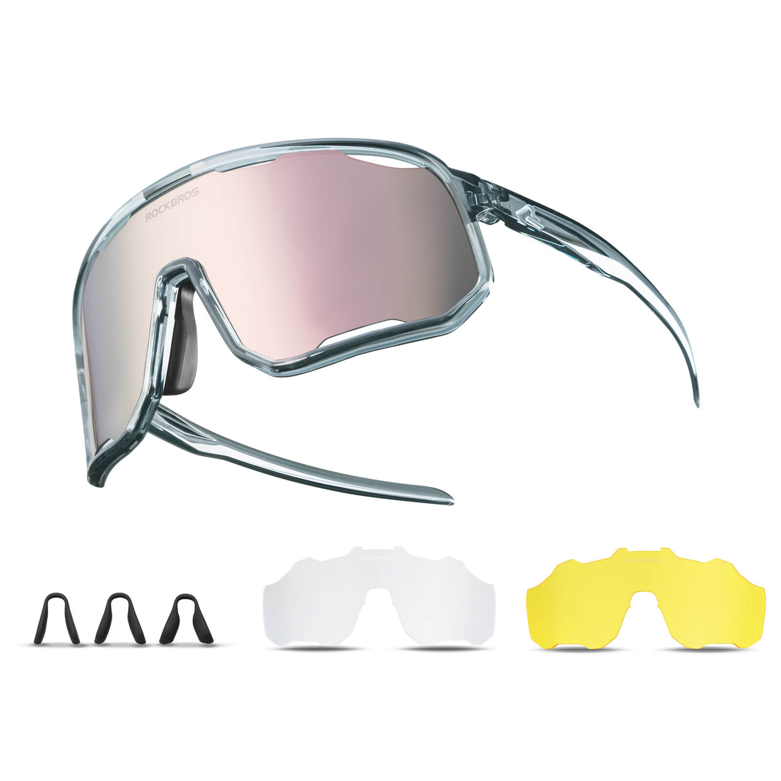 ROCKBROS Fahrradbrille Polarisierte Sonnenbrille UV-Schutz Wechsel-Nasenpads Damen/Herren