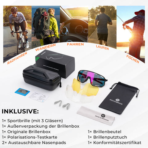 ROCKBROS Fahrradbrille Selbsttönende Sonnenbrille UV-Schutz Wechsel-Nasenpads Damen/Herren - RIDERS GONNA RIDE®
