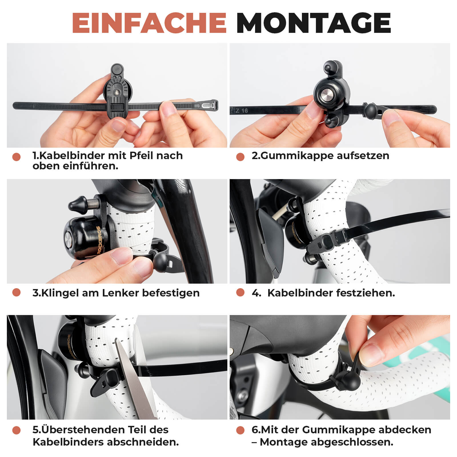 rennrad fahrradklingel ROCKBROS Rennrad MTB Fahrradklingel mit Doppel-Klopfer 180° drehbar