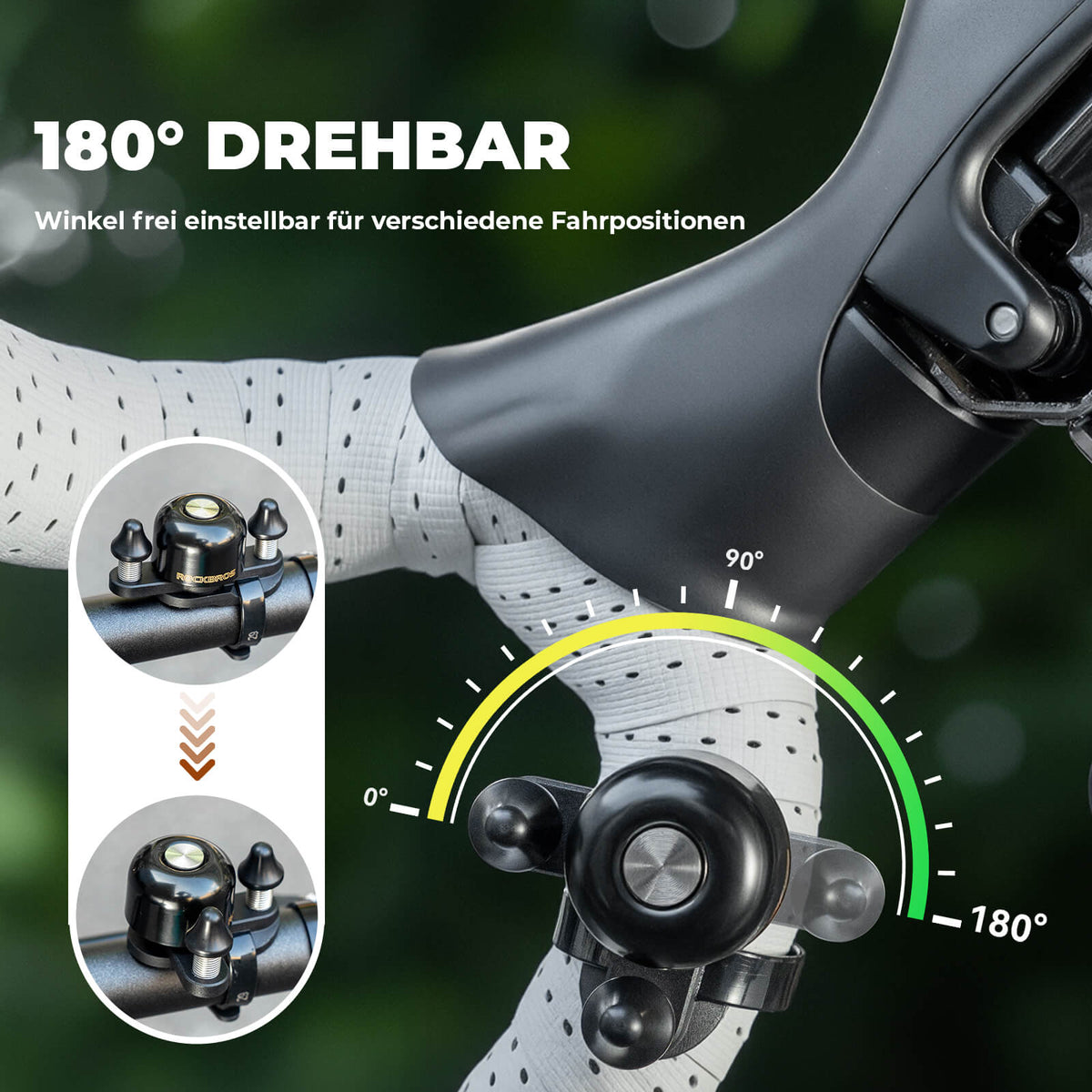 Rennrad MTB Fahrradklingel mit Doppel-Klopfer 180° drehbar - RIDERS GONNA RIDE®