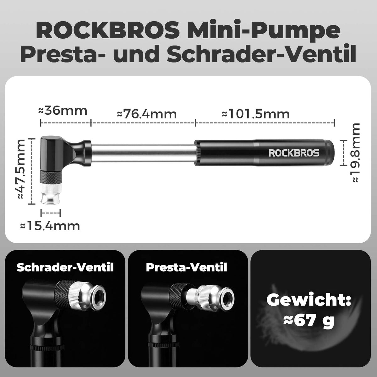 Fahrradpumpe 130PSI Tragbar mit Halterung Presta & Schrader Ventile - RIDERS GONNA RIDE®