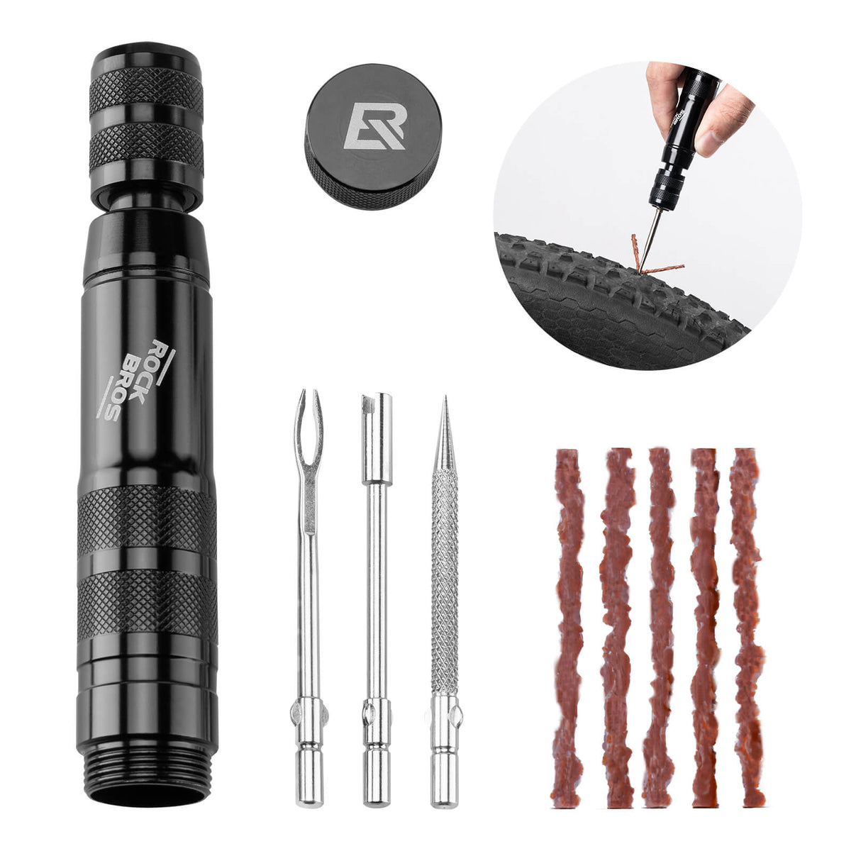 Tubeless Reifenpannenset mit Gummistopfen, Aluminiumgehäus, Griff - RIDERS GONNA RIDE®