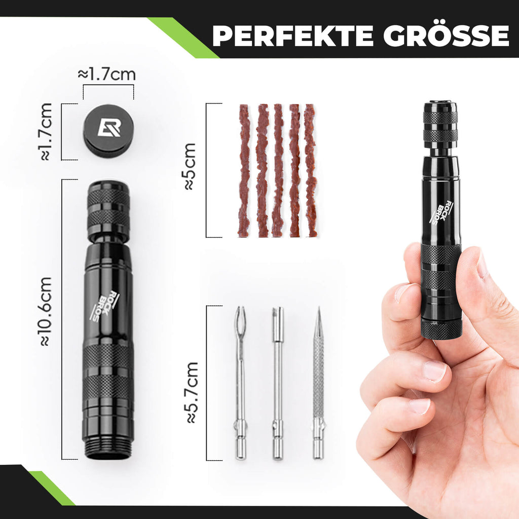 Tubeless Reifenpannenset mit Gummistopfen, Aluminiumgehäus, Griff - RIDERS GONNA RIDE®