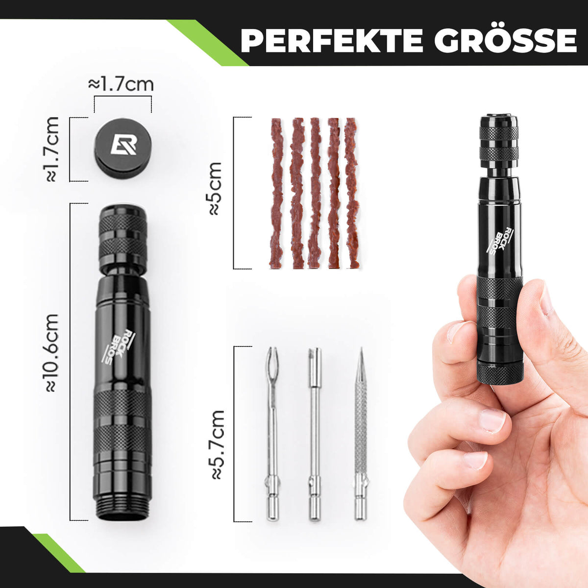 Tubeless Reifenpannenset mit Gummistopfen, Aluminiumgehäus, Griff - RIDERS GONNA RIDE®