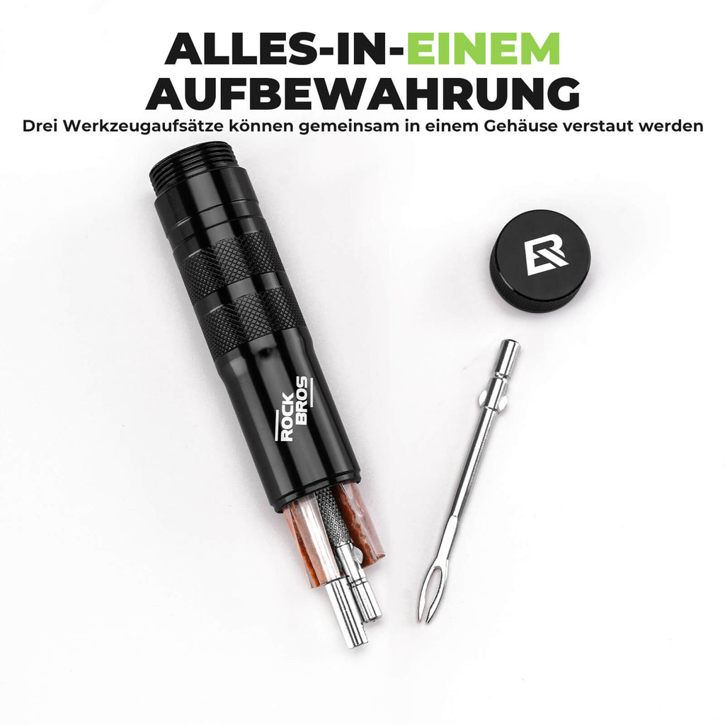 Tubeless Reifenpannenset mit Gummistopfen, Aluminiumgehäus, Griff - RIDERS GONNA RIDE®