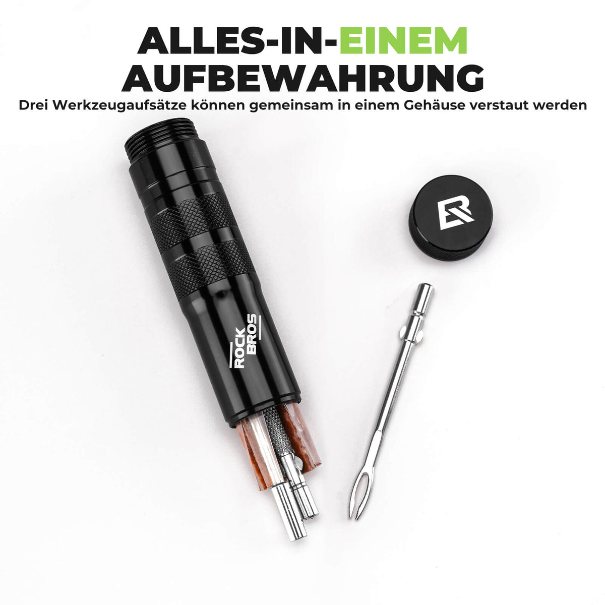 Tubeless Reifenpannenset mit Gummistopfen, Aluminiumgehäus, Griff - RIDERS GONNA RIDE®