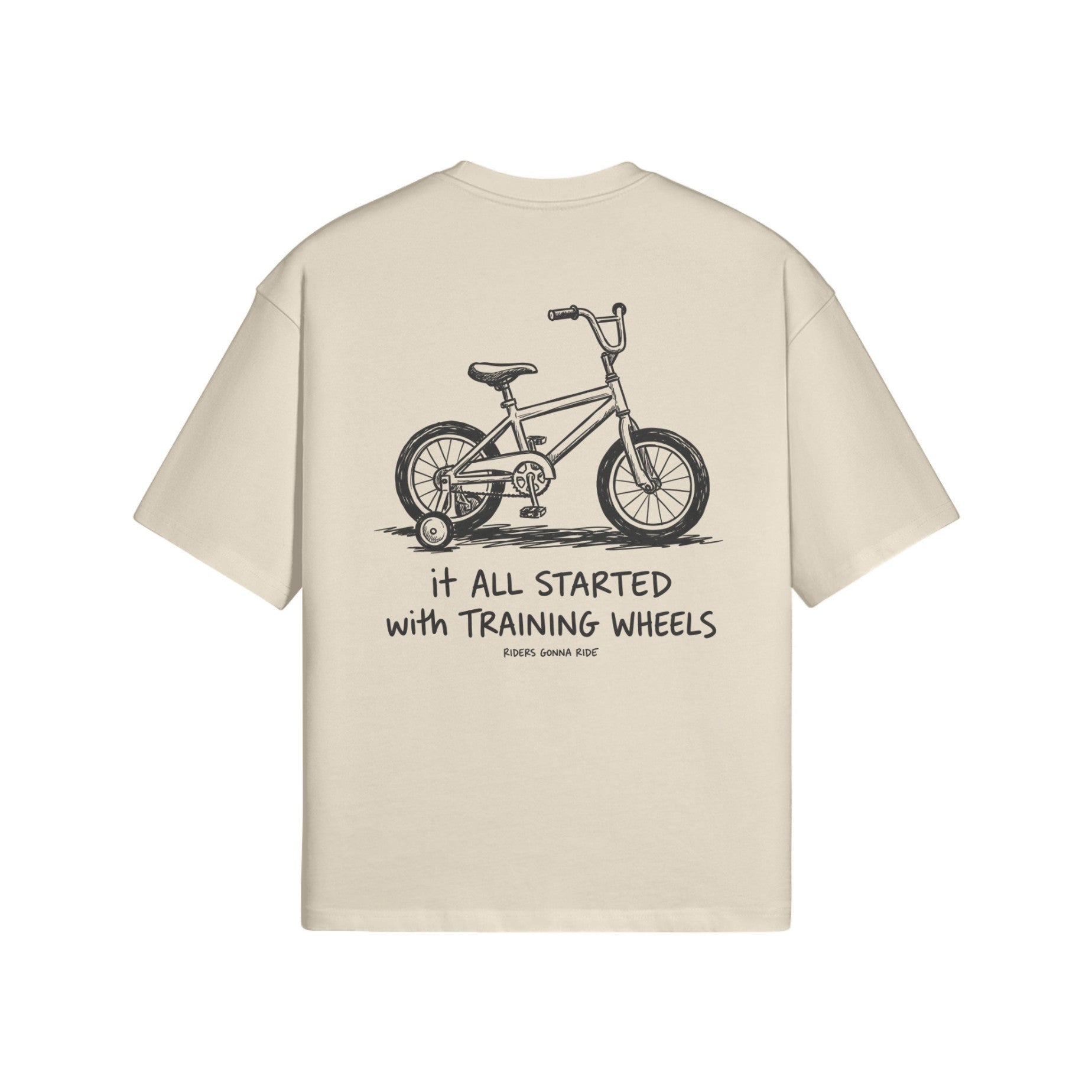 T-Shirt TRAINING WHEELS Rückseite Creme