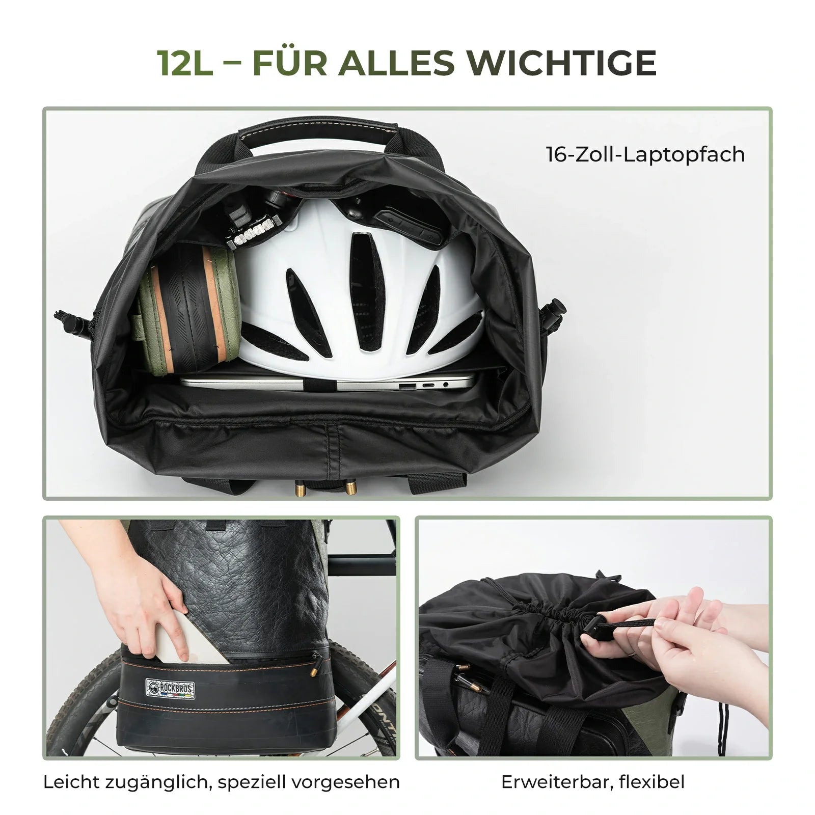 fahrrad gepäcktaschen kaufen ROAD TO SKY Nachhaltige Fahrrad-Gepäckträgertasche aus recycelten Reifen 12L