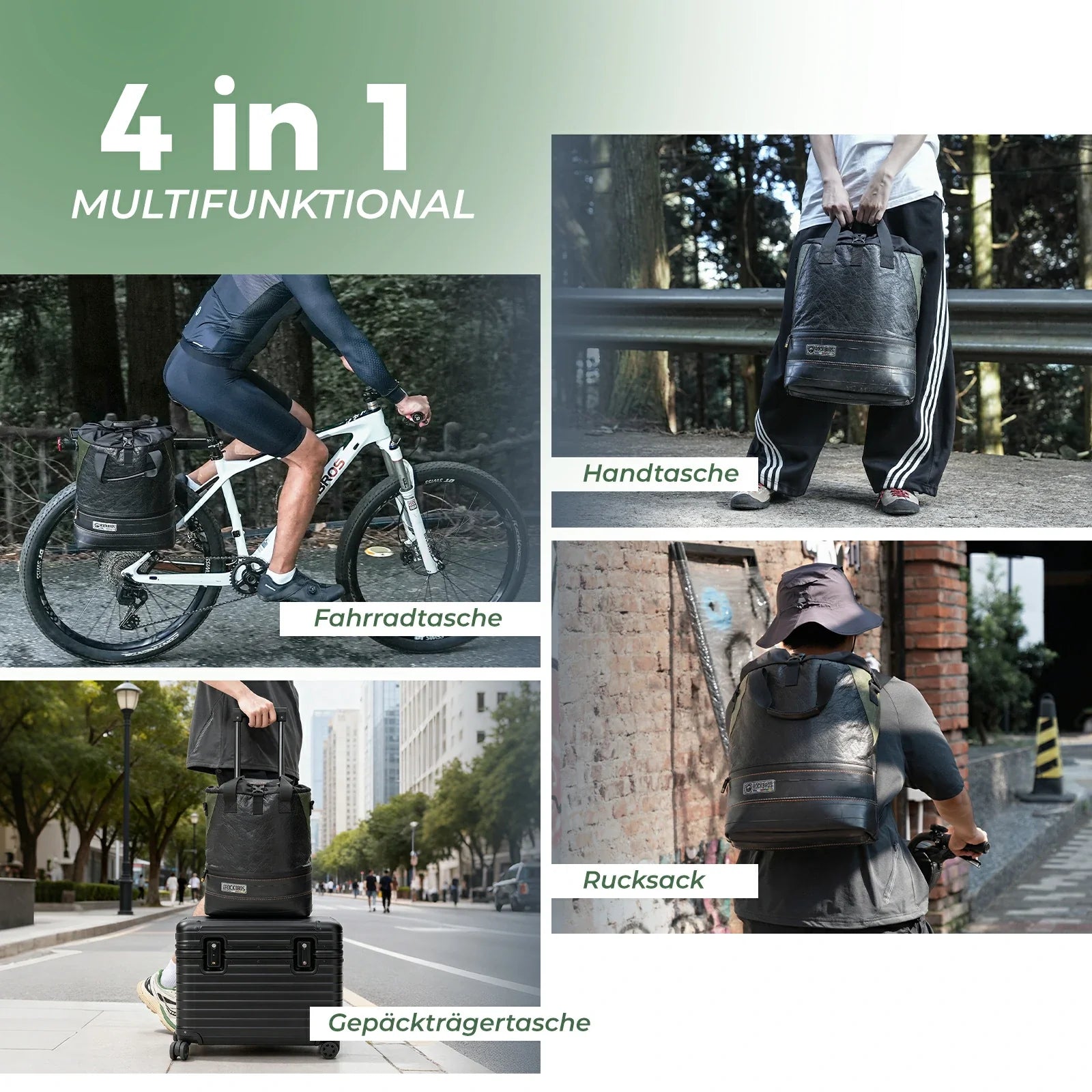 fahrrad gepäckträgertasche kaufen ROAD TO SKY Nachhaltige Fahrrad-Gepäckträgertasche aus recycelten Reifen 12L