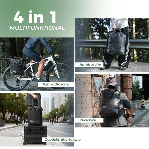 fahrradtasche 12 liter ROAD TO SKY Nachhaltige Fahrrad-Gepäckträgertasche aus recycelten Reifen 12L